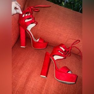Windsor  velvet red platform sandals